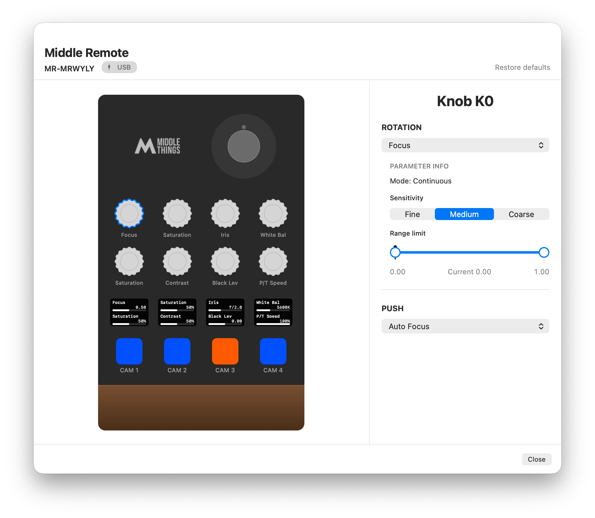 Assigning Middle Remote knobs and buttons in Middle Control